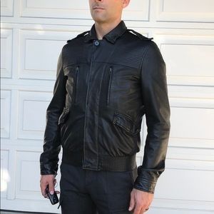 All Saints leather bomber jacket